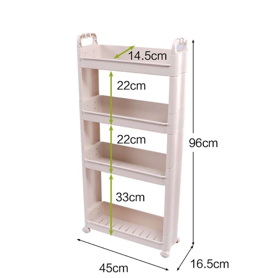 4 Tier Slide out Kitchen Trolley Rack Organizador de Almacenamiento Mueble de Pared Gabinetes Tower Holder Estante de baño con Ruedas Carros de Servicio