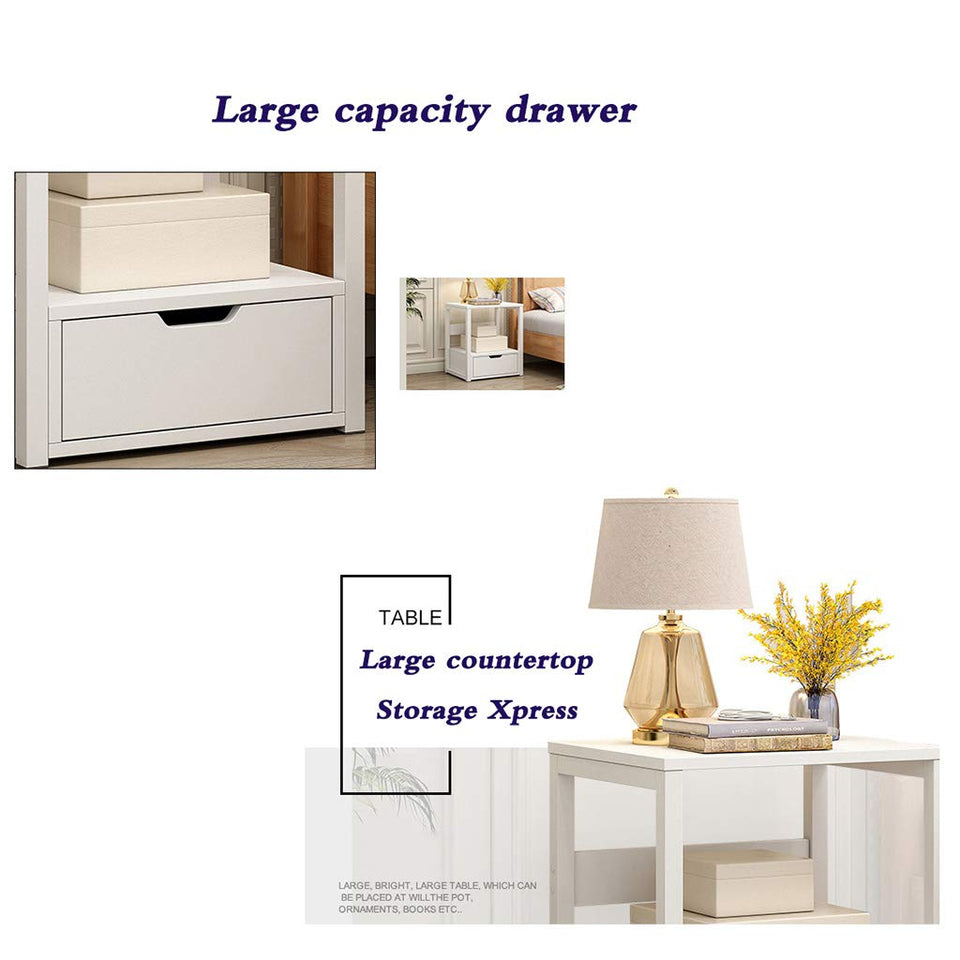 MRLB Mesitas de Noche, Accesorios para el Dormitorio de Las niñas Blancas, Muebles con 1 cajones, Mueble, cajón, Estante de Almacenamiento.