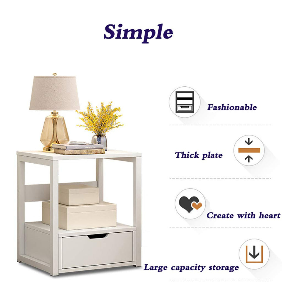 MRLB Mesitas de Noche, Accesorios para el Dormitorio de Las niñas Blancas, Muebles con 1 cajones, Mueble, cajón, Estante de Almacenamiento.