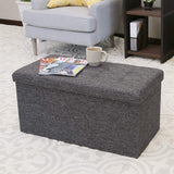Seville Classics – Plegable otomana de Almacenamiento cubeta/, Color Gris Oscuro, Banca empenachada/Gris carbón, Gris, 1