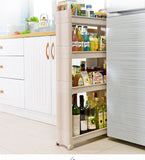 4 Tier Slide out Kitchen Trolley Rack Organizador de Almacenamiento Mueble de Pared Gabinetes Tower Holder Estante de baño con Ruedas Carros de Servicio