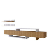 LaModaHome - Unidad de soporte para TV – Madera café blanco útil moderno y elegante soporte de almacenamiento multifunción organiza la decoración de la casa – Muebles para el hogar, oficina, sala de estar
