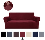 Binztec 1-Pieces Sofa Cover Knitted Jacquard Spandex Sofa Slipcover Stay in Place Super Rich Furniture Cover/Protector, Skid Resistance (Burgundy, Sofa)