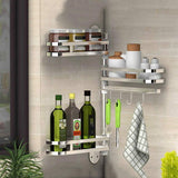 kicthnslf Cocina Organizadores de estantes y Almacenamiento Inicio Armario Organizadores Estantes Estantería de Especias Estante montado en la Pared Estante de condimentos Girar Acero Inoxidable ajus