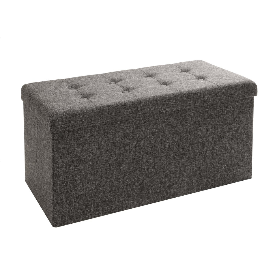 Seville Classics – Plegable otomana de Almacenamiento cubeta/, Color Gris Oscuro, Banca empenachada/Gris carbón, Gris, 1