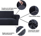 Binztec 1-Pieces Sofa Cover Knitted Jacquard Spandex Sofa Slipcover Stay in Place Super Rich Furniture Cover/Protector, Skid Resistance (Burgundy, Sofa)